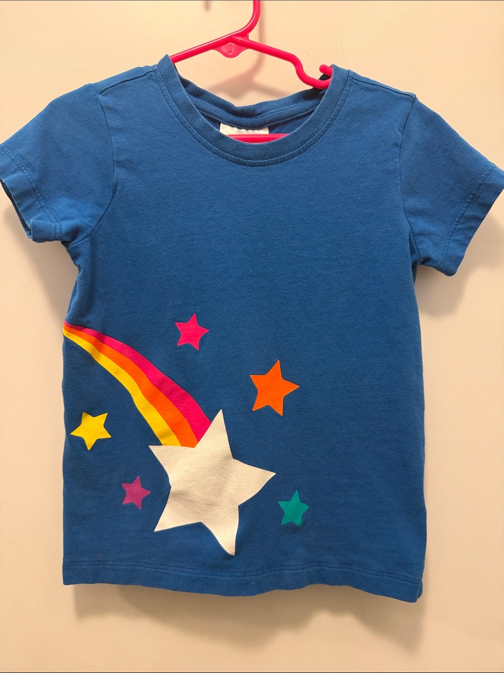 Hanna Andersson Kids Blue Star 🌟 & Rainbow 🌈 Short Sleeve Tee